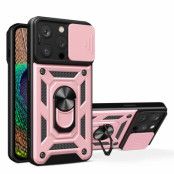 iPhone 14 Pro Skal med Ringhållare Hybrid Armor Camshield - Rosa