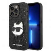 Karl Lagerfeld iPhone 14 Pro Skal Glitter Choupette Patch - Svart