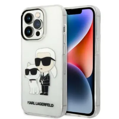 Karl Lagerfeld iPhone 14 Pro Skal IML GLIT NFT Karl&Choupette - Clear