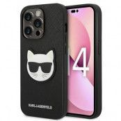 Karl Lagerfeld iPhone 14 Pro Skal Saffiano Choupette Head Patch - Svart