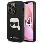 KARL LAGERFELD iPhone 14 Pro Skal Saffiano Karl`s Head Patch - Svart