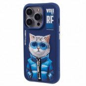NIMMY iPhone 14 Pro Mobilskal Glasses Pet Gen 2 - Blå Coat Cat