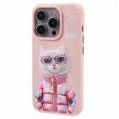NIMMY iPhone 14 Pro Mobilskal Glasses Pet Gen 2 - Rosa Coat Cat