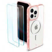 Spigen iPhone 14 Pro Härdat glas 2-Pack + Magsafe Skal - Glitter Rosa