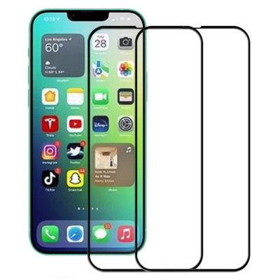 [2-PACK] iPhone 13/13 PRO/14/16E/17E Härdat Glas Skärmskydd - Svart