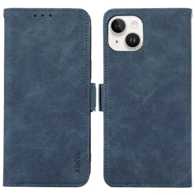 ABEEL iPhone 14 Plånboksfodral Konstläder Stötskydd Magnetisk Blå