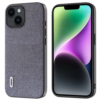 ABEEL iPhone 14 Fodral KonstLäder Glitter Yta Skydd - Svart