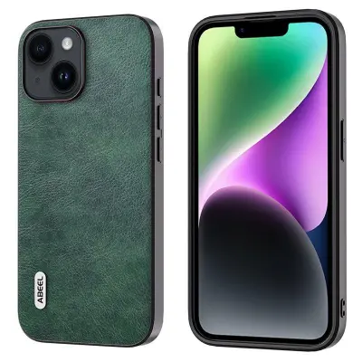 ABEEL iPhone 14 Fodral KonstLäder TPU Anti-Scratch Grön