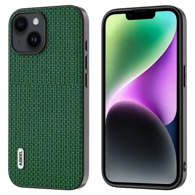 ABEEL iPhone 14 Plånboksfodral Shockproof Äkta Läder Grön