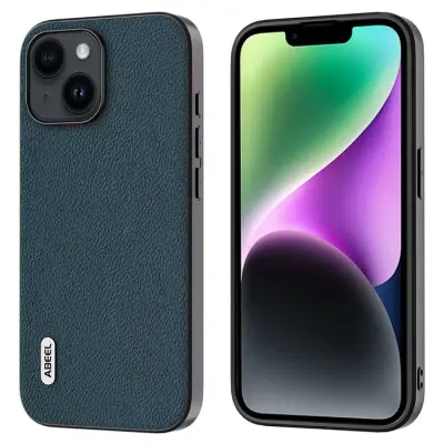 ABEEL Mobilskal till iPhone 14 Äkta Läder Litchi - Grön