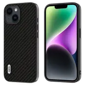 ABEEL Mobilskal till iPhone 14 Carbon Fiber Textur Anti-Scratch Svart