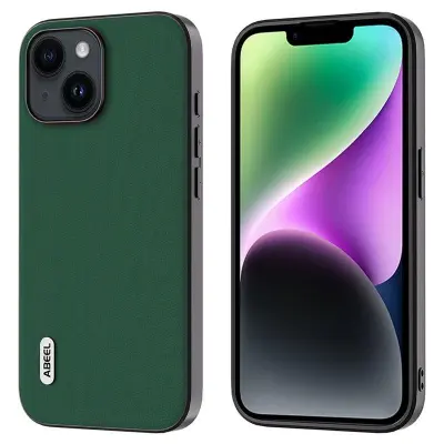 ABEEL Mobilskal till iPhone 14 i Äkta Läder och TPU - Grön