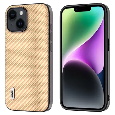 ABEEL Mobilskal till iPhone 14 i Kolfiber Textur - Gul