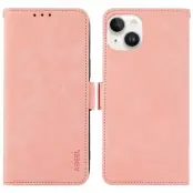 ABEEL iPhone 14 Skal Läder Stötskydd Med Magnetstängning - Rosa