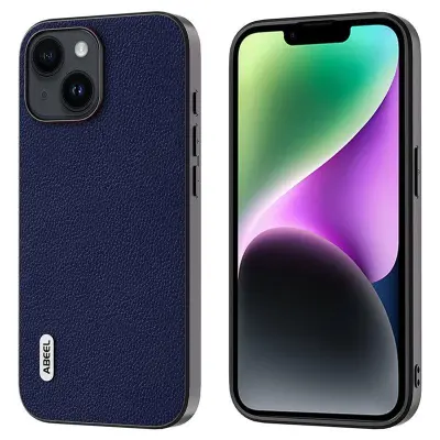 ABEEL Mobilskal till iPhone 14 Äkta Läder Anti-Drop Äkta Läder Blå