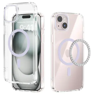 ABEEL Mobilskal till iPhone 14 MagSafe Anti Scratch Klar TPU Lila