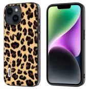 ABEEL Mobilskal till iPhone 14 PU Läder TPU + PC Leopard Champagne Guld