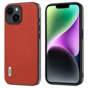ABEEL iPhone 14 Skal Texturerad PU Läder TPU Stöttålig Röd