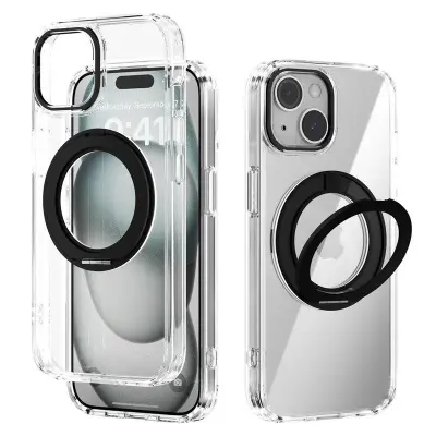 ABEEL Q-LUCK iPhone 14 Skal Med Rotera Kickstand Shockproof Svart