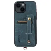 ABEEL Style 01 Kickstand Case iPhone 14 Litchi Blå