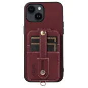 ABEEL Style 02 Mobilskal till iPhone 14 Läder TPU+PC Purplish Röd