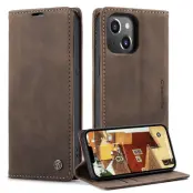 CASEME 013 iPhone 14 Skal i Chockresistent PU Läder - Kaffe