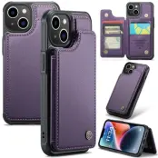 CASEME C22 iPhone 14 Fodral Läder med RFID, Lila