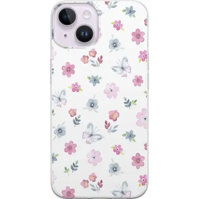 Mobilskal till Apple iPhone 14 med Blommor och fjärillar