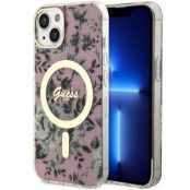 Guess iPhone 14 Mobilskal MagSafe Flower - Rosa