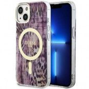 Guess iPhone 14 Mobilskal MagSafe Leopard - Rosa