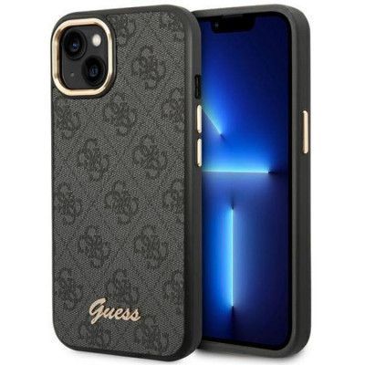 GUESS iPhone 14 Skal Vintage Gold Logo - Svart