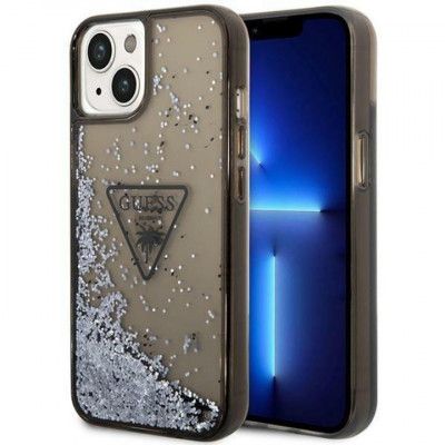 GUESS iPhone 14 Skal Liquid Glitter Palm - Svart