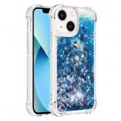 iPhone 14 Skal Liquid Floating Glitter - Blå