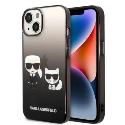 Karl Lagerfeld iPhone 14 Skal Gradient Ikonik Karl&Choupette - Svart