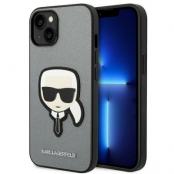 Karl Lagerfeld iPhone 14 Skal Saffiano Karl Head Patch - Silver