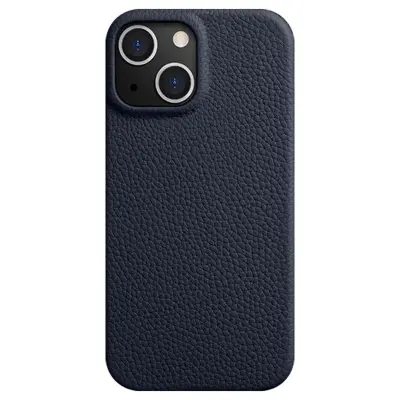 MELKCO iPhone 14 Fodral Äkta Läder + PC MagSafe - Mörkblå