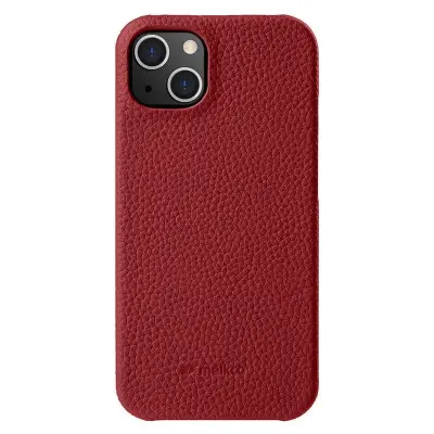 MELKCO iPhone 14 Fodral i äkta läder och PC - Röd