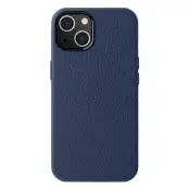 MELKCO iPhone 14 Fodral Magnetisk Bakskal Äkta Läder + PC - Mörkblå