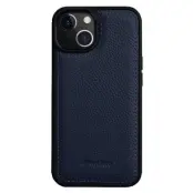 MELKCO iPhone 14 Fodral Stöttåligt Äkta Läder + PC - Mörkblå