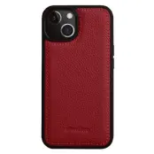 MELKCO iPhone 14 Fodral Stöttåligt Äkta Läder + PC Röd