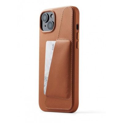 Mujjo iPhone 14 Skal Korthållare Full Läder - Tan