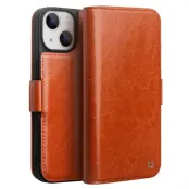 Qialino iPhone 14 Plånboksfodral Äkta Läder Magnetic Flip