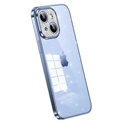 SULADA Glitter Mobilskal för iPhone 14 TPU Blå med Rhinestone Decor
