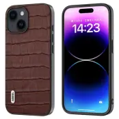 ABEEL iPhone 15 Plus Fodral Läder + TPU + PC Krokodil Brun