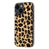 ABEEL iPhone 15 Plus Fodral Leopard Textur Champagne Gold