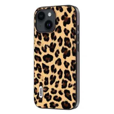 ABEEL iPhone 15 Plus Fodral Leopard Textur Champagne Gold