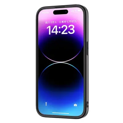 ABEEL iPhone 15 Plus Fodral Leopard Textur Röd PU Läder TPU PC