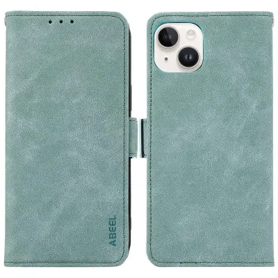 ABEEL iPhone 15 Plus Plånboksfodral Konstläder med RFID-Skydd - Blå