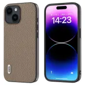 ABEEL iPhone 15 Plus Mobilskal Äkta Läder Litchi - Khaki