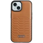 Audi iPhone 15 Plus Mobilskal Magsafe Synthetic Läder - Brun